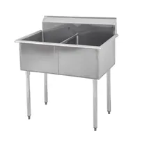 product of Sapphire Manufacturing SMSQ1821-2 39" Two Compartment Sink, 18"W x 21"L Bowl Without Drainboard