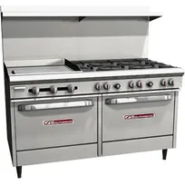 product of Southbend S60DD-2GL 60" Gas Restaurant Range w/ (6) Open Burners, 24" Griddle Left, (2) Standard Ovens, 286.000 BTU