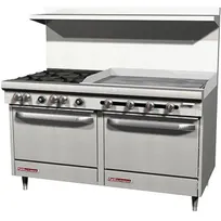 product of Southbend S60DD-3GR 60" Gas Restaurant Range w/ (4) Open Burners, 36" Griddle Right, (2) Standard Ovens, 246.000 BTU