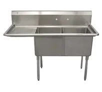 product of Serv-Ware D2CWP1818L-18 56" Two Compartment Sink, 18"W x 18"L Bowl With Left-Hand Drainboard