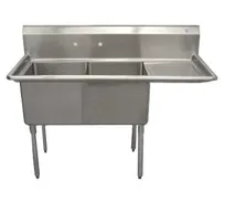 product of Serv-Ware E2CWP1818R-18 56" Two Compartment Sink, 18"W x 18"L Bowl With Right-Hand Drainboard