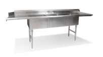 product of Steel Works SWDTC-3-90R 90" Soiled Dishtable w/3 Compartments, 16 Gauge Stainless / Right Drainboard