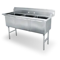 product of Steel Works SWS3C162012-318 53" Three Compartment Sink, 20"W x 16"L Bowl Without Drainboard