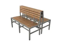 product of Tarrison ASG370B12SSNA Ace Double Dining Height Bench, 49"W 18 3/5"D x 34"H, Plywood Slats, Rust Proof Aluminum, Silver and Natural Finish
