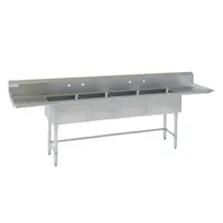 product of Tarrison TA-PS421LR24-KIT 120" Four Compartment Sink, 18"W x 21"L Bowl With 2 Drainboards