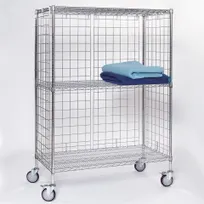 product of Tarrison TS-LC2460C-KIT Wire Linen Cart w/ Enclosure Panels on Sides & Rear