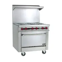 product of Therma-Tek TMD36-6-0 36" Gas Restaurant Range w/ (6) Open Burners, (1) Cabinet Base, 180.000 BTU