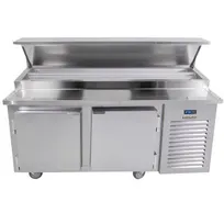 product of Traulsen TB060SL2S 60" 2-Section Refrigerated Pizza Prep Table w/ 2 Doors, (16) 1/6 Pans
