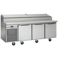 product of Traulsen TS090HT 90" 3-Section Refrigerated Pizza Prep Table w/ 3 Doors, (12) 1/3 Pans