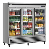 product of Turbo Air TSR-72GSD-N 81" 3-Glass Door Merchandiser Refrigerator, 67 cu. ft., Stainless Steel, Bottom‑Mount