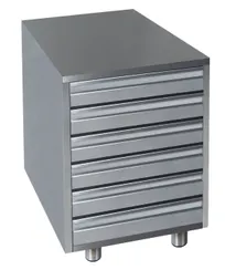 product of QualServ UCCATP Commercial Storage Cabinet, 24"W x 30"D, 6 Drawers, AISI 304 Stainless Steel, Casters Included