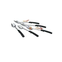 product of Vollrath 46947 Serving Spoon, Slotted, 14" Long, 18/8 Stainless Steel with Black Grip N' Serv Handle