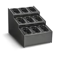 product of Vollrath CTCPAN9-9 Countertop Condiment Organizer, 15-1/2"W x 22"D x 14-5/8"H, Black ABS, 9 Pans