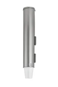 product of Vollrath PLC-4 Gravity Feed Cup Dispenser, 1 Sleeve, 26-7/8"W x 5-1/5"D, Stainless Steel, Wall Mount