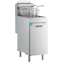 product of Vulcan 1VEG50M Full Pot Floor Model Gas Fryer w/ 50-lb Capacity, Twin Baskets, Millivolt Thermostat