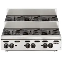 product of Vulcan VHP636U 36" Countertop Step-Up Gas Hotplate with (6) Burners, Infinite Controls, 180.000 BTU