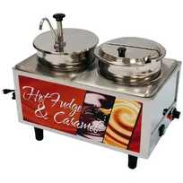 product of Winco 51073H Countertop Hot Fudge/Caramel Warmer w/ (2) 7-Qt. Wells, 1 Pump, 1 Ladle/Lid 