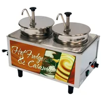 product of Winco 51074H Countertop Hot Fudge/Caramel Topping Warmer w/ (2) 7-Quart Wells, 2 Pumps