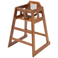 product of Winco CHH-104 Walnut Finish Rubberwood High Chair, 20"H Seat, Buckle Strap, Stackable