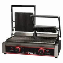 product of Winco EPG-2 22" Grooved Split-Top Countertop Double Panini Grill - 120v