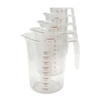 product of Winco PMCP-5SET 5-Pc PC Measuring Cup Set - 1C/1P/1-2-4Q, Red/Blue Marks, Heat-Resistant