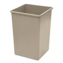 product of Winco PTCS-35BE Commercial 35-Gallon Square Trash Can, Tall Design, 19-1/2"W x 27-5/8"H, Beige LDPE Plastic