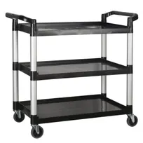 product of Winco UC-3019K 40" 3 Tier Black Plastic Utility Cart