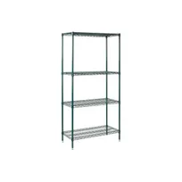 product of Winco VEXS-2436 Wire Shelving Set, 24" x 36" x 72", 4 Tier Green Epoxy Coated, KD NSF Approved