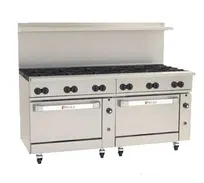 product of Wolf C72SC-12B 72" Gas Restaurant Range w/ (12) Open Burners, (1) Standard Oven, (1) Convection Oven, 430.000 BTU