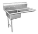 GSW USA DT48U-L 48" Soiled Undercounter Dishtableswith Sink Bowl - 16 Gauge / Right Drainboard 1 image