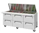 Turbo Air TST-72SD-30-D6-N-FL 72" 3-Section Mega Top Sandwich Prep Table w/ 6 Drawers, 30 Pans, Stainless Steel 1 image