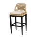 G & A 928 Aluminum Bloom Bar Stool with Synthetic Wicker Back & Upholstered Seat, Armless, Black Finish, Footrest, Stackable 2 image