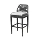 G & A 928 Aluminum Bloom Bar Stool with Synthetic Wicker Back & Upholstered Seat, Armless, Black Finish, Footrest, Stackable 1 image