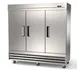 Hubert 158463 81.3" 3-Solid Door Reach-In Freezer, Bottom Mounted, 72 cu. ft., Stainless Steel 1 image