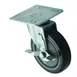 Winco CT-44B 5" Plate Caster with Brake, 4"x4" Alum., Poly Wheel, 220 lb Capacity, 6" Lift – 2/Set 1 image