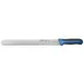 Winco KSTK-140 Sof-Tek 14" Steel Hollow Ground Slicing Knife w/ Black / Blue TPR Handle 1 image