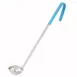 Winco LDC-05 Stainless Steel 12" 1 Piece 1/2 oz. Serving Ladle w/ Teal PVC Coated Handle 1 image