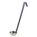 Winco LDC-2P 2 Oz. Allergen Free Purple Handle One-Piece Stainless Steel Ladle 1 image