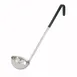 Winco LDC-6 Stainless Steel 15 1/2" 1 Piece 6 oz. Serving Ladle w/ Black PVC Coated Handle 1 image