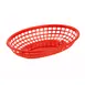 Winco PFB-10R Oval Fast Food Basket 9.5"x5"x2" Red Plastic Microwave Safe 150°F BPA-Free - 1 Dozen 1 image