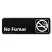 Winco SGN-364  White Imprint on Black 3" x 9" Spanish No Smoking Information Sign 1 image