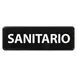 Winco SGN-367 White Imprint on Black 3" x 9" Spanish Sanitize Information Sign 1 image