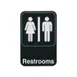Winco SGN-603 Restrooms Sign - Black and White, 9" x 6" w/ Symbol 1 image