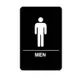Winco SGNB-605 6" x 9" Men Wall Sign with Braille, White Imprint on Black 1 image