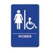 Winco SGNB-651B 6" x 9" Women Handicap Wall Sign with Braille, White Imprint on Blue 1 image