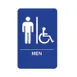 Winco SGNB-652B 6" x 9" Men Handicap Wall Sign with Braille, White Imprint on Blue 1 image