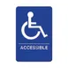 Winco SGNB-653B 6" x 9" Handicap Accessible Sign with Braille, White Imprint on Blue 1 image