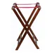 Winco TR-33W Tray Stand – 32" High Rubberwood, Walnut Finish, Brown Frame, Red Strap, Wood Serving Stand 1 image