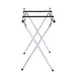 Winco TSY-1A Tray Stand with Bar, 31" High Chrome-Plated Steel, Silver Frame, Black Strap – Restaurant Service Stand 1 image