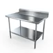 NBR Equipment TS-3030R5 30" Open Base Work Table with Undershelf - 5" Backsplash 1 image